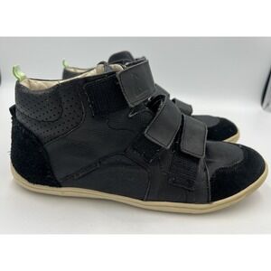 Tip Toey Joey High Top Youth Size US 4.5 Black Leather Adjustable Sneakers